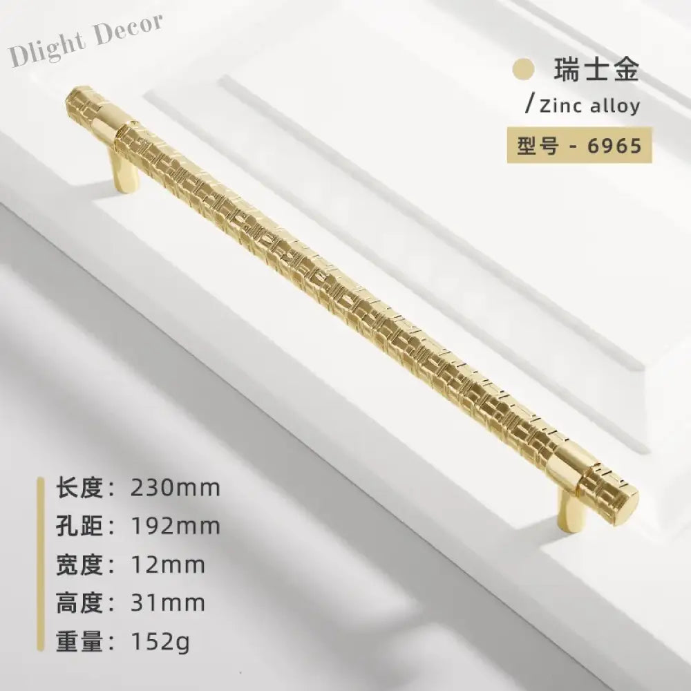 Creative T-Bar Cabinet Handles - Modern Zinc Alloy Pulls for Kitchen and Furniture Bright gold 192mm Handles