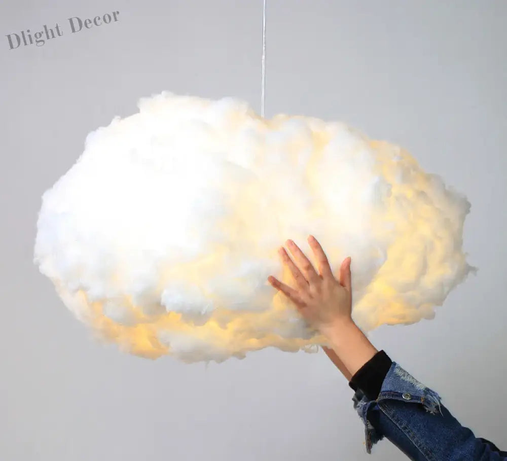 Creative White Cotton Cloud Pendant Lamp - Perfect For Kids’ Room Coffee And Girl’s Bedroom