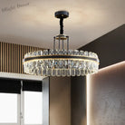 Crystal Chandelier - Modern Minimalist Led Black Leather Design For Living Rooms Bedrooms And