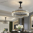 Crystal Chandelier - Modern Minimalist Led Black Leather Design For Living Rooms Bedrooms And