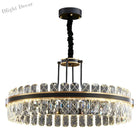 Crystal Chandelier - Modern Minimalist Led Black Leather Design For Living Rooms Bedrooms And