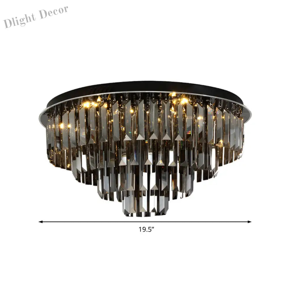 Crystal Symphony: Modern Layered Led Ceiling Light For Dining Rooms