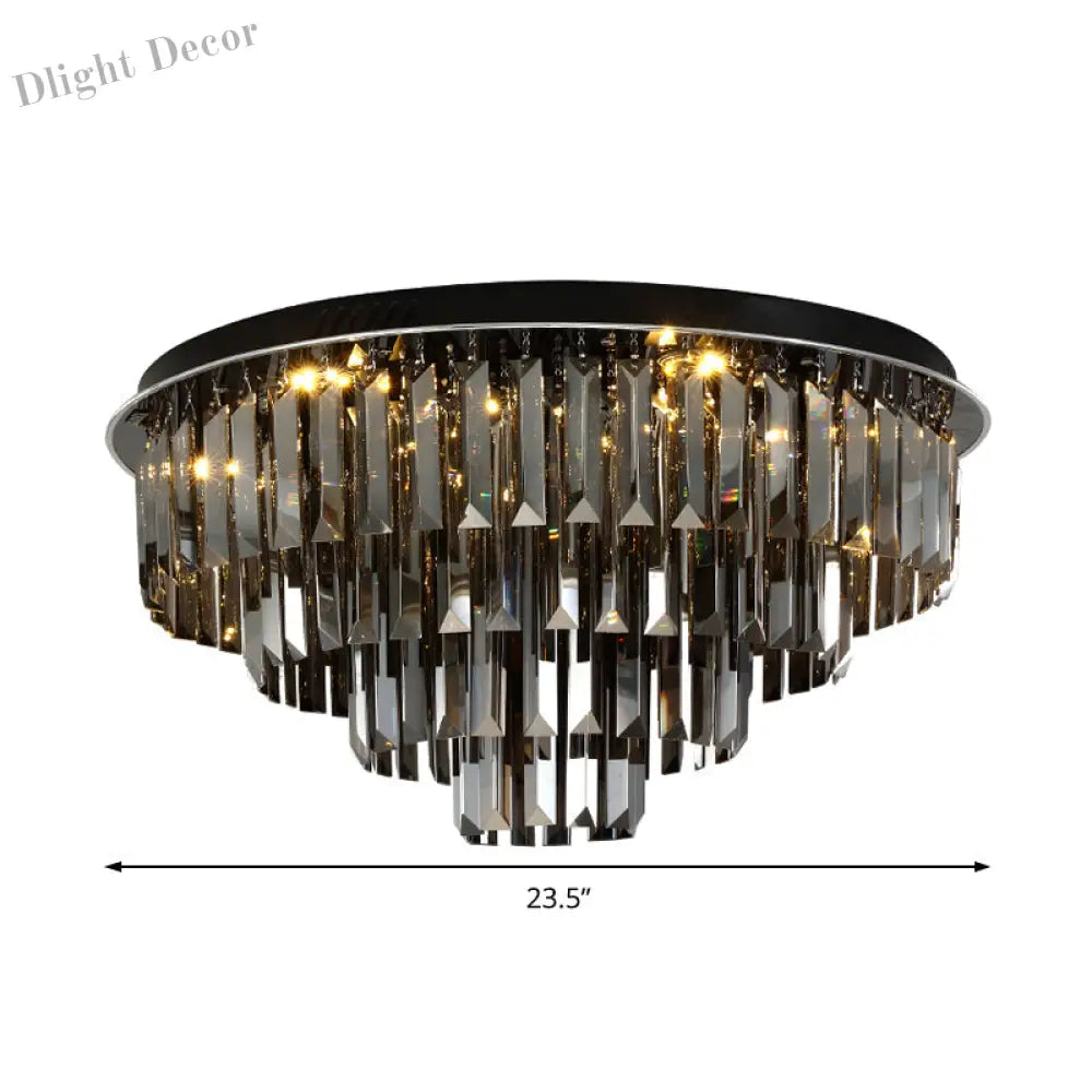 Crystal Symphony: Modern Layered Led Ceiling Light For Dining Rooms