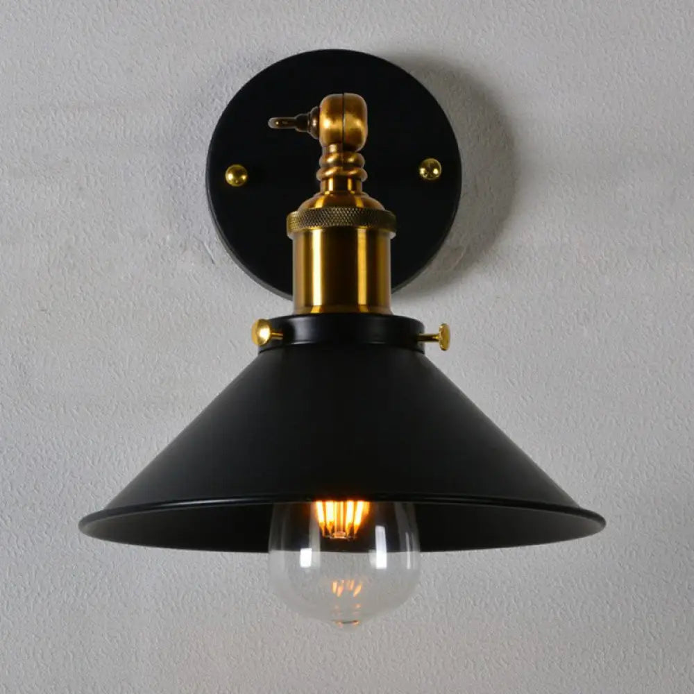 Customizable Charm: The Countryside Metal Cone Wall Lamp Black Wall Lamp