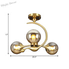 Daphne’s Mid - Century Charm: Amber Glass Orb Semi - Flush Chandelier Ceiling Light