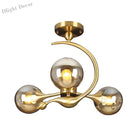 Daphne’s Mid - Century Charm: Amber Glass Orb Semi - Flush Chandelier Ceiling Light