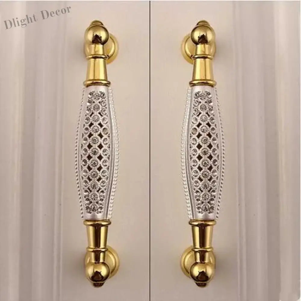 Deluxe 24K Gold Furniture Handle with K9 Crystal – Elegant Drawer Pull for Cabinets and Wardrobes (96mm) Handles