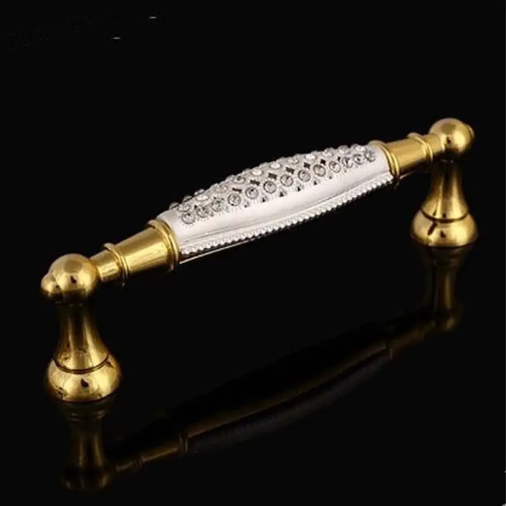 Deluxe 24K Gold Furniture Handle with K9 Crystal – Elegant Drawer Pull for Cabinets and Wardrobes (96mm) Handles