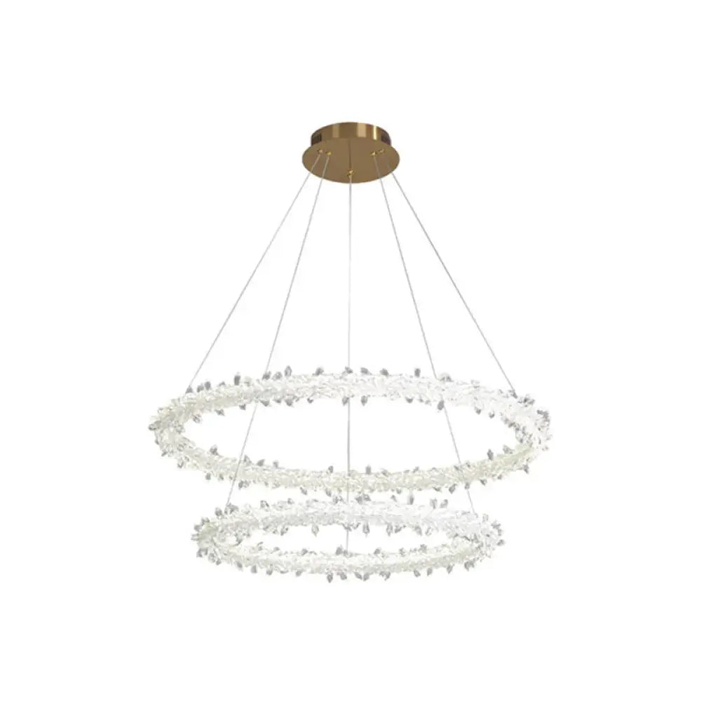 Diana - Modern Crystal Circle Chandelier (Choose Your Size & Tiers) Clear / 16’ + 23.5’ With Lace