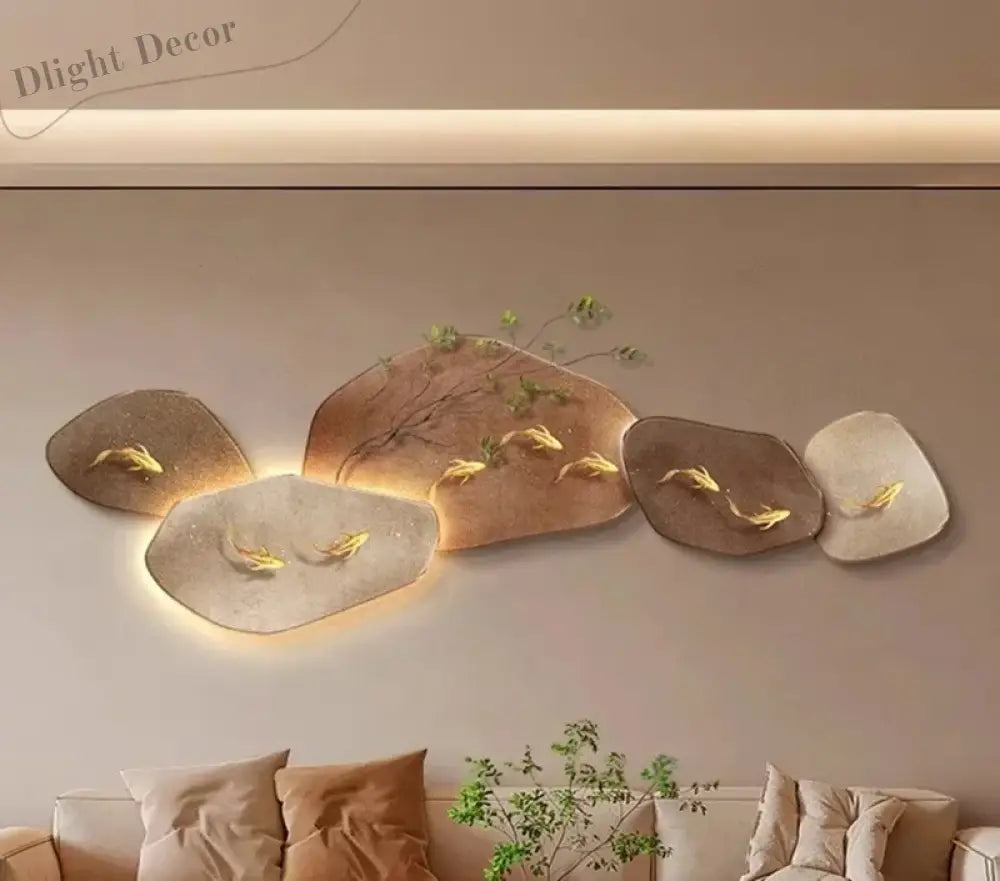 Dlight Decor 3D Nine Fish Wall Lamp Mural Art Wall Art