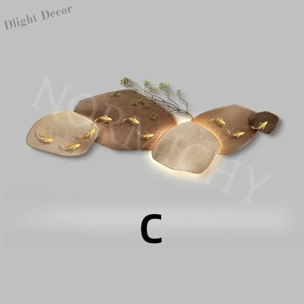 Dlight Decor 3D Nine Fish Wall Lamp Mural Art C / 120x40cm Wall Art