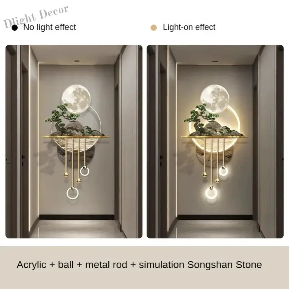 Dlight Decor 3D Wooden Landscape Wall Lamp WHITE / 60x125cm / AU Plug(With RC) Wall Art
