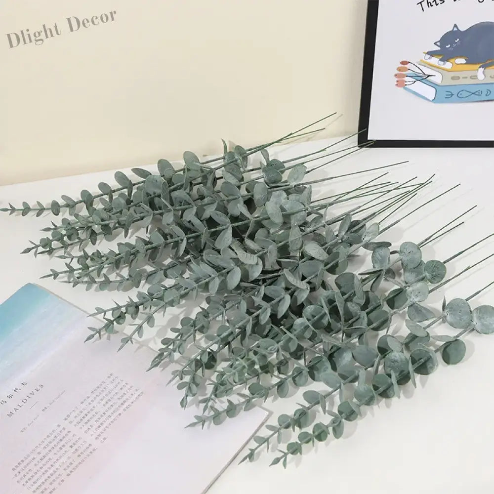 Dlight Decor 42cm Eucalyptus Branches with Money Leaves Set 38cm White / 6pcs