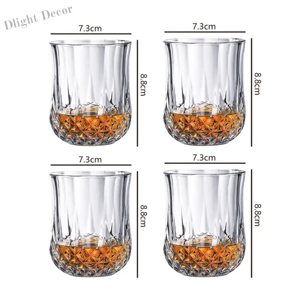 Dlight Decor 4pc Diamond Cut Glass Set 215ml Clear 215ml / 4pcs Cocktail Glasses