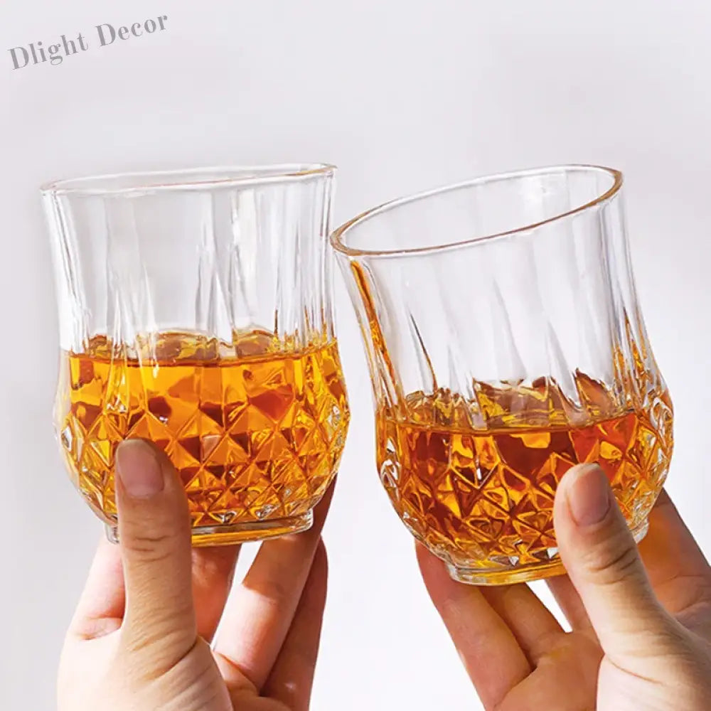 Dlight Decor 4pc Diamond Cut Glass Set 215ml Clear 215ml / 4pcs Cocktail Glasses