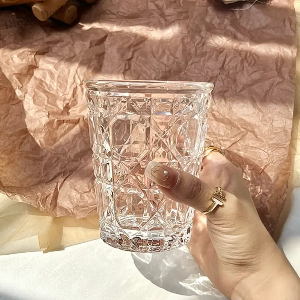 Dlight Decor 4pc Diamond Glass Set 310ml Clear Cups 310ml / 4pcs Glass