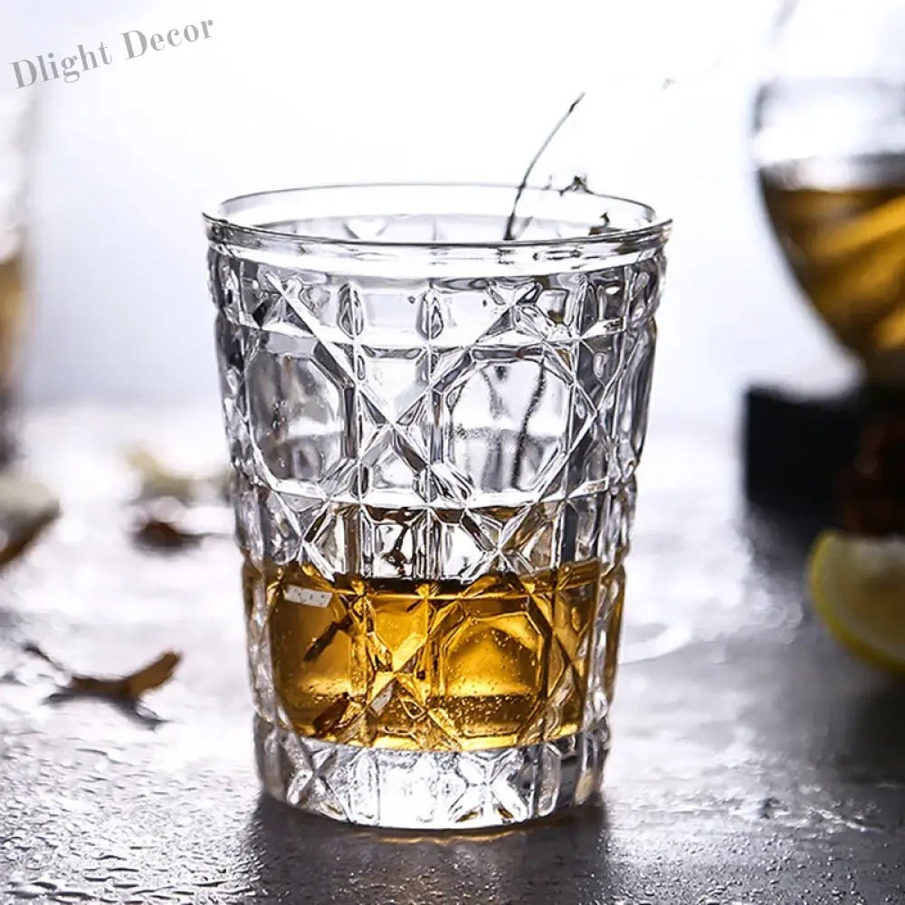 Dlight Decor 4pc Diamond Glass Set 310ml Clear Cups 310ml / 4pcs Glass