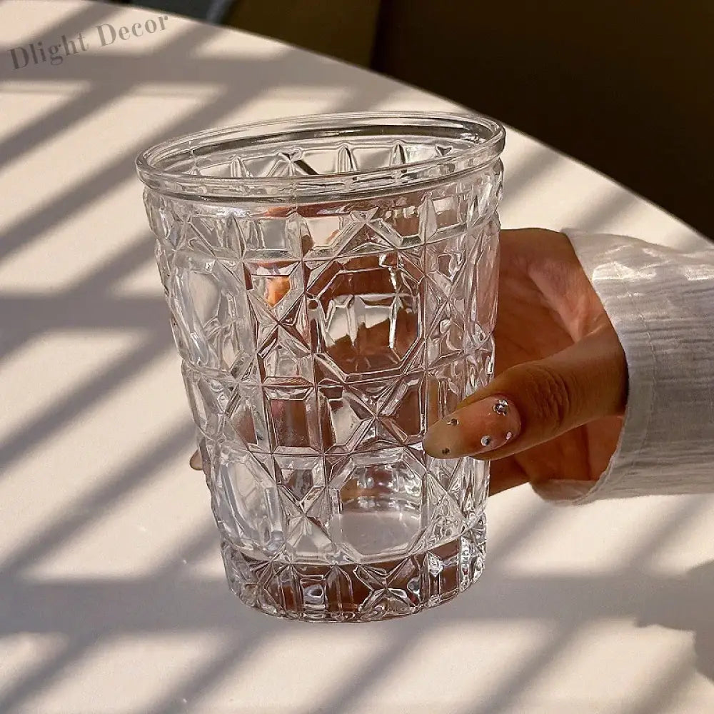 Dlight Decor 4pc Diamond Glass Set 310ml Clear Cups 310ml / 4pcs Glass