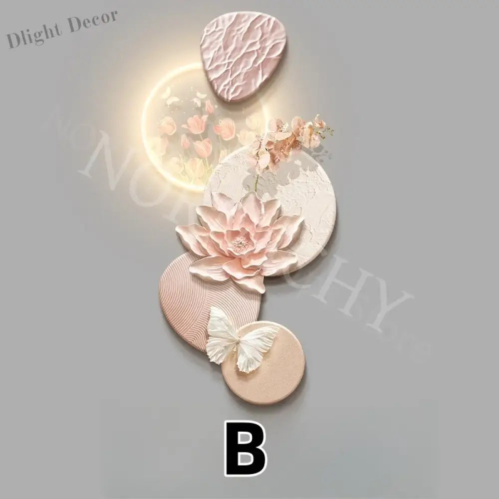 Dlight Decor Butterfly Mural Light for Entrance Walls B / 120X60CM / warm light Wall Art