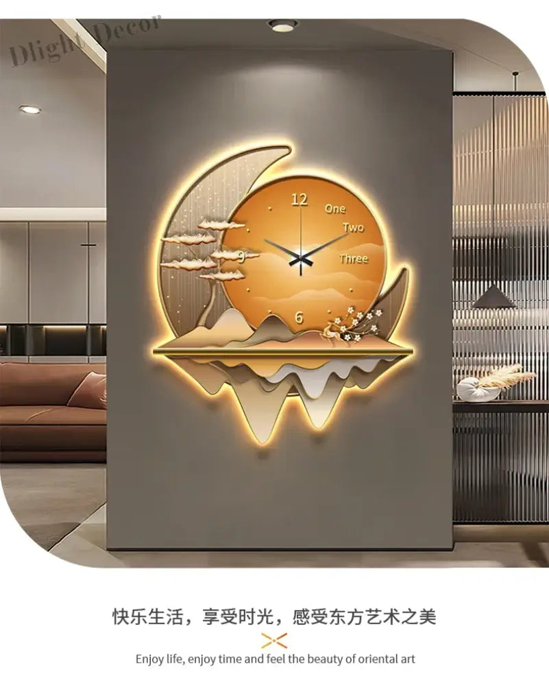 Dlight Decor Clock Wall Light with Luxury Crystal Glow Wall Art