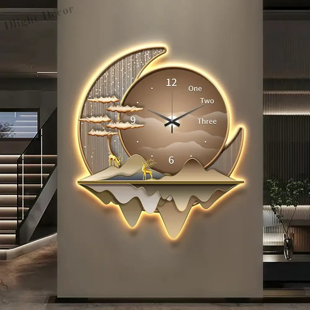Dlight Decor Clock Wall Light with Luxury Crystal Glow B / 50x41cm / Remote dimming|With lamp Wall Art