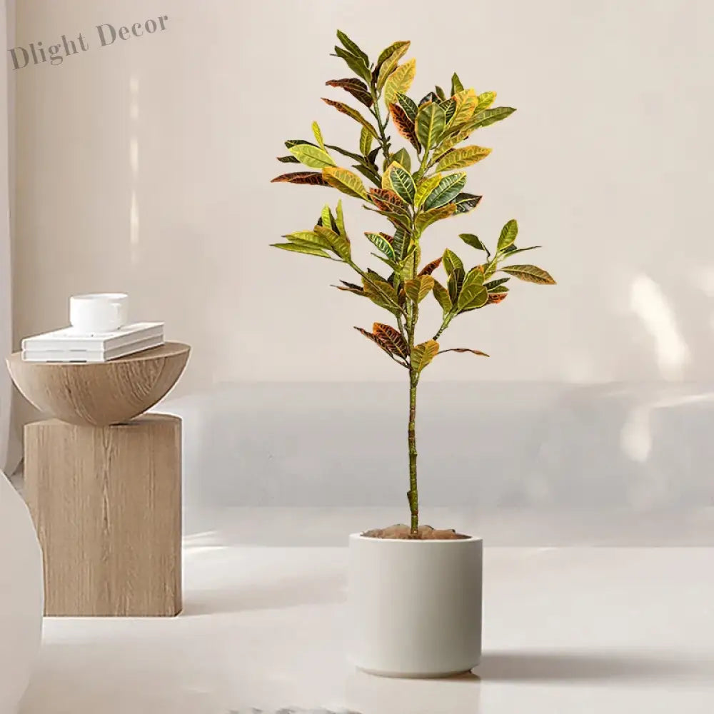 Dlight Decor Codiaeum Ficus Tree for Tropical Indoor Floor Decor