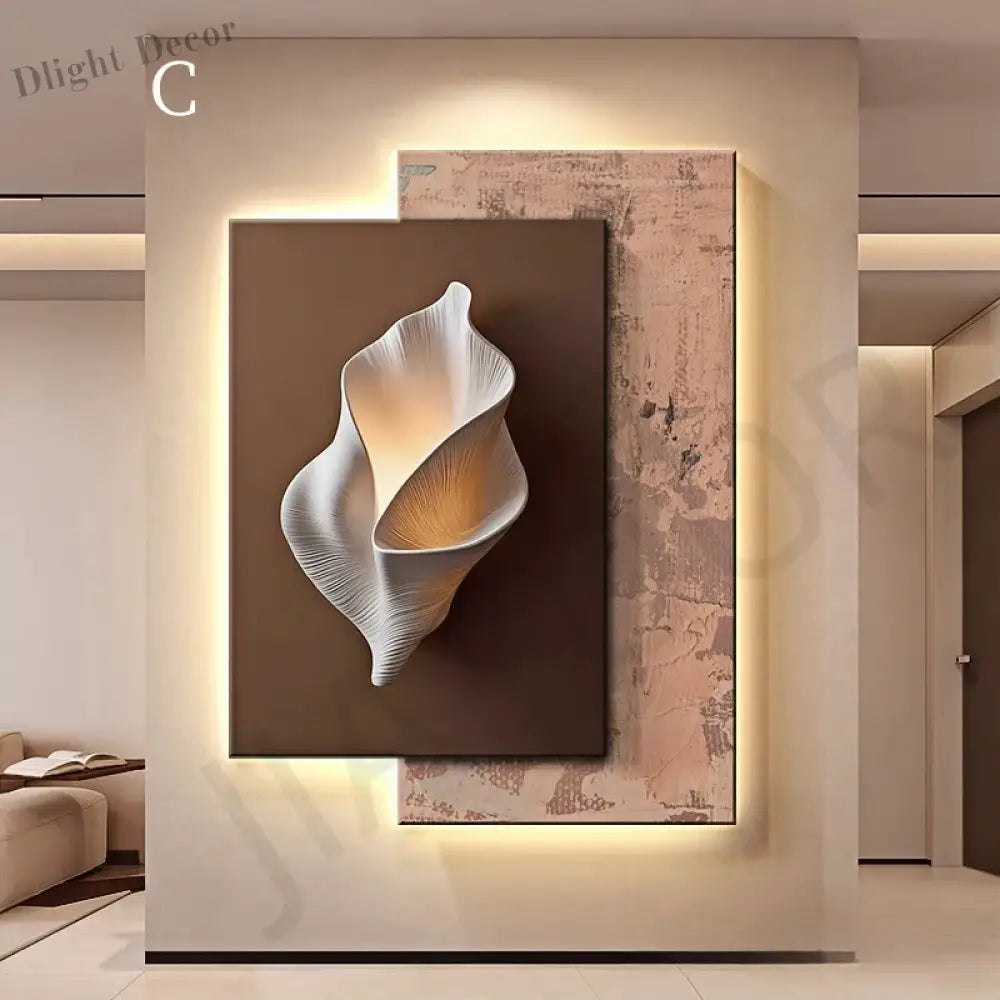 Dlight Decor Crystal Porcelain LED Wall Mural Light C / W75 X H100CM / Dimmable warm light Wall Art