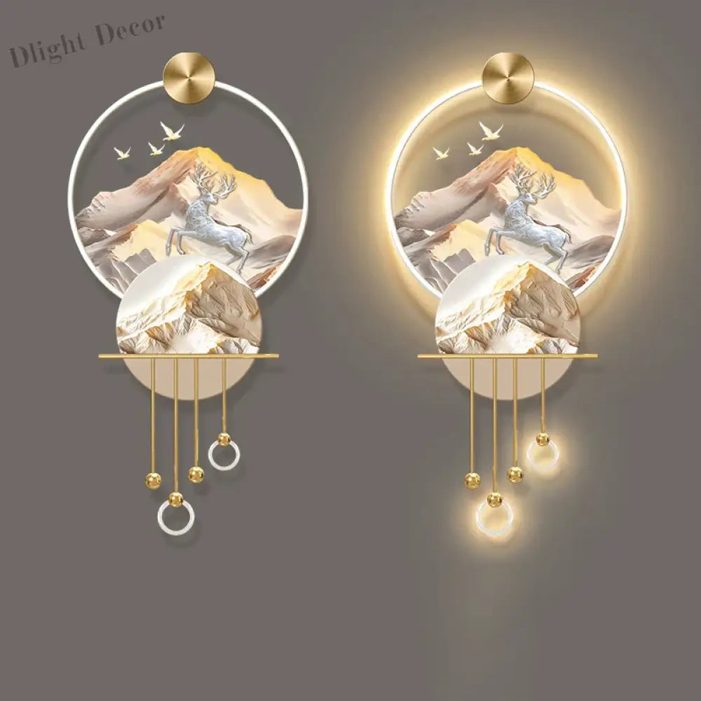 Dlight Decor Elk Mural LED Wall Light Pendant B / Dimmable warm light / 80X160CM Wall Art