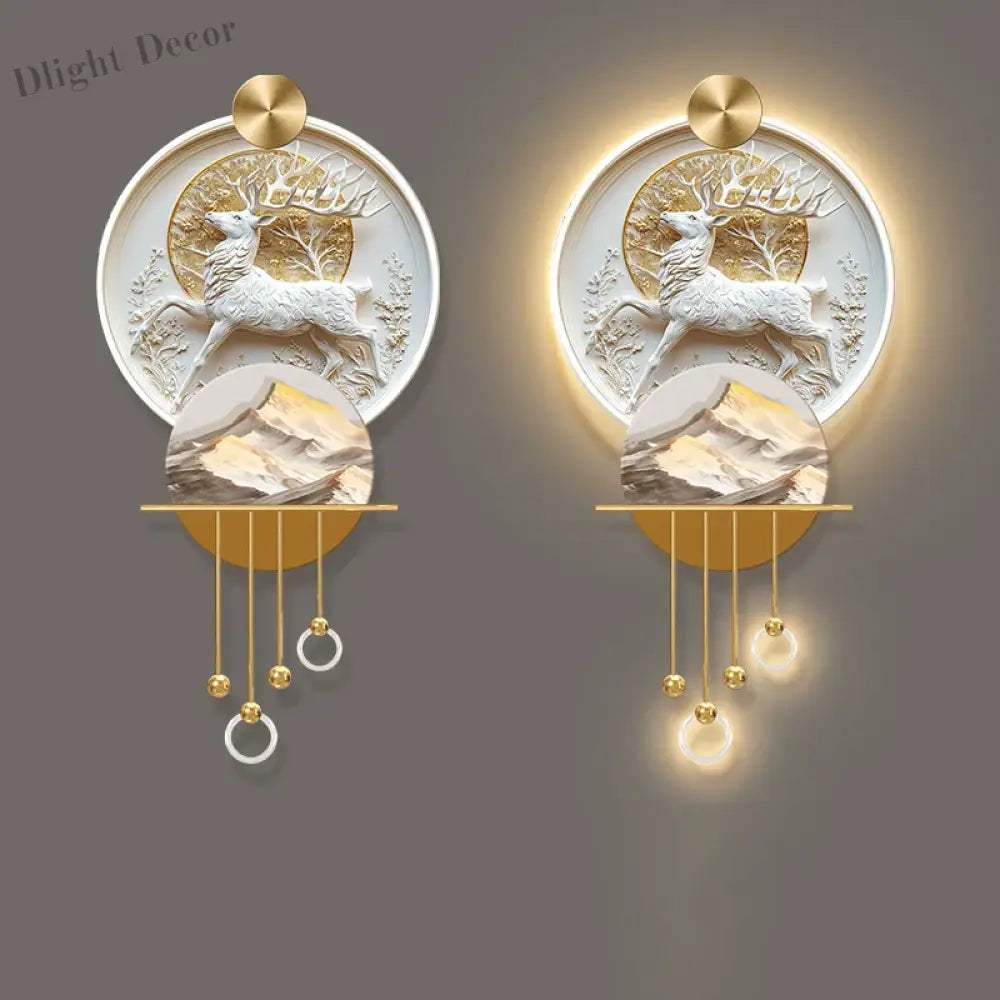 Dlight Decor Elk Mural LED Wall Light Pendant D / Dimmable warm light / 80X160CM Wall Art