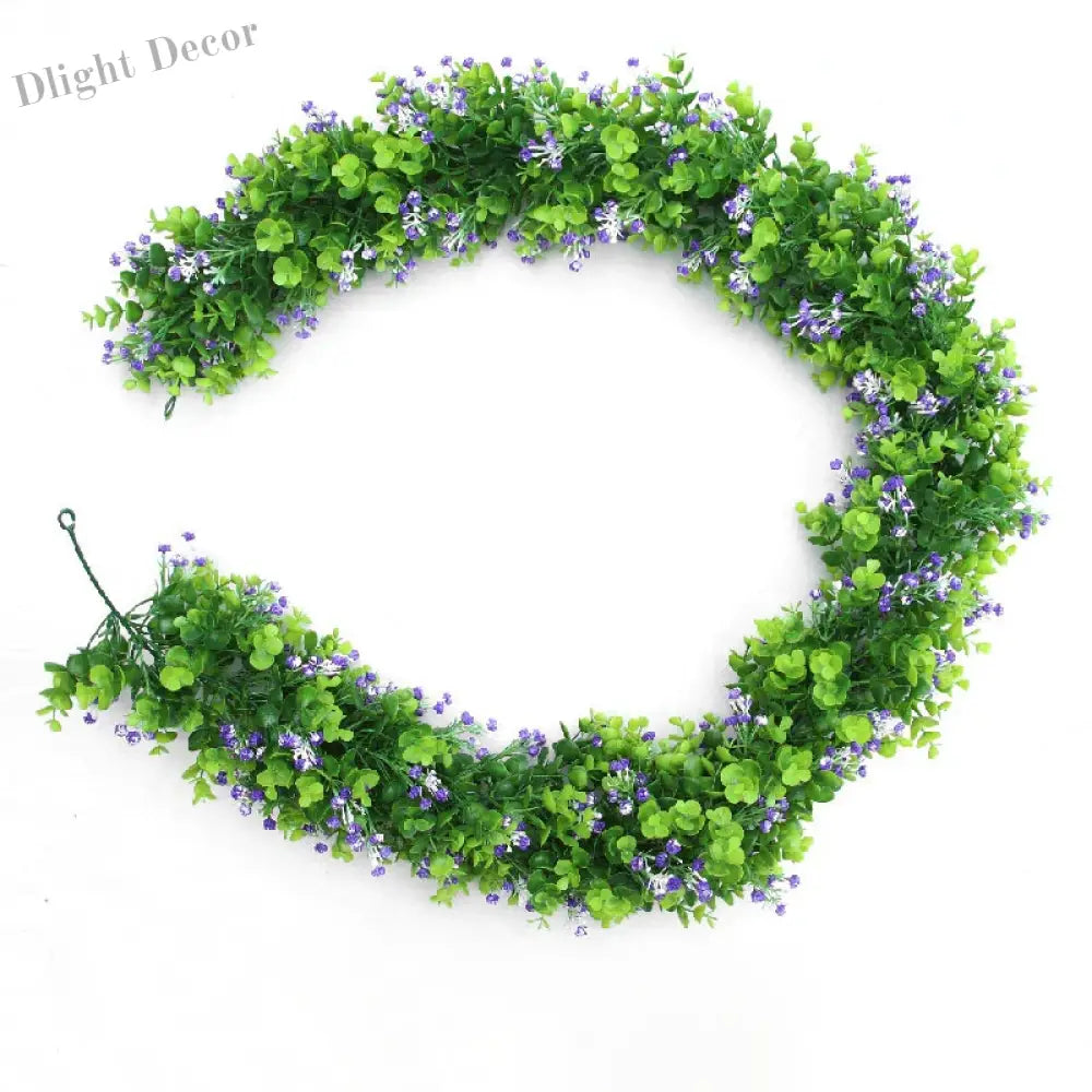 Dlight Decor Eucalyptus Vines with Babysbreath for Wall and Event Decor Purple