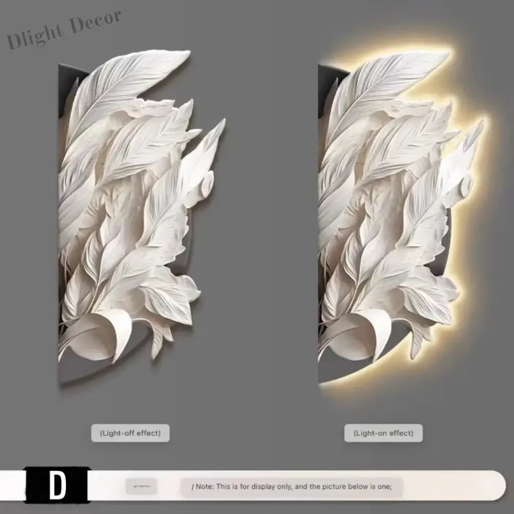 Dlight Decor Feather Mural LED Light for Entry Walls D / 70x140 Wall Art