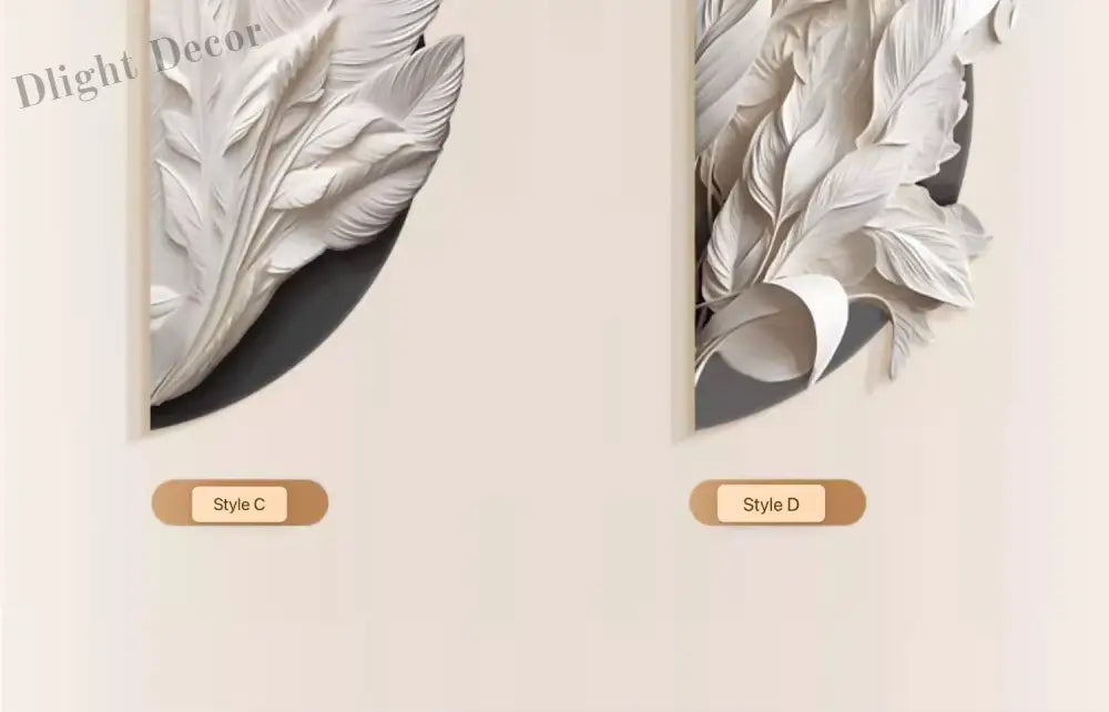 Dlight Decor Feather Mural LED Light for Entry Walls Wall Art
