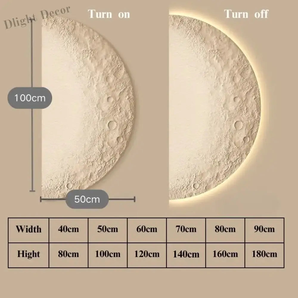 Dlight Decor LED Moon Wall Lamp with Remote Dimming Wall Art