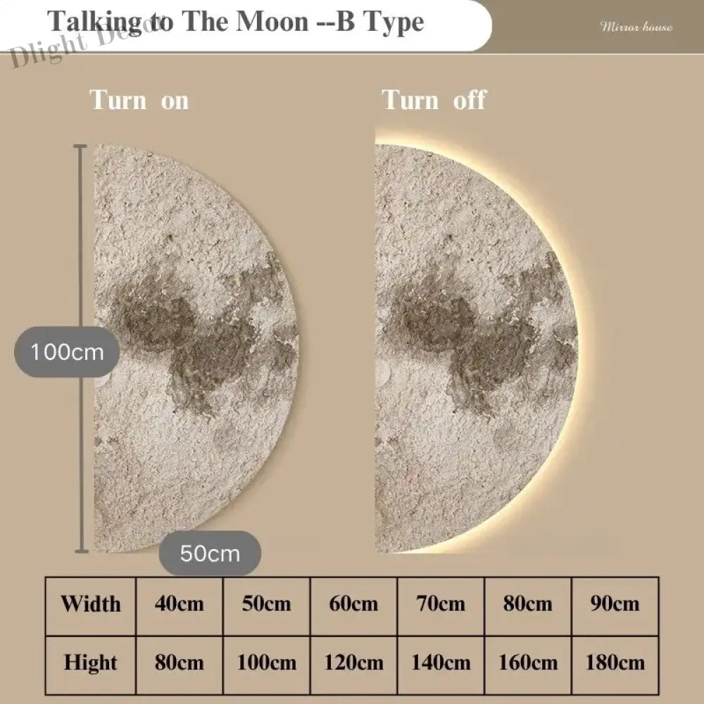 Dlight Decor LED Moon Wall Lamp with Remote Dimming B Type / 40CM X 80CM Wall Art