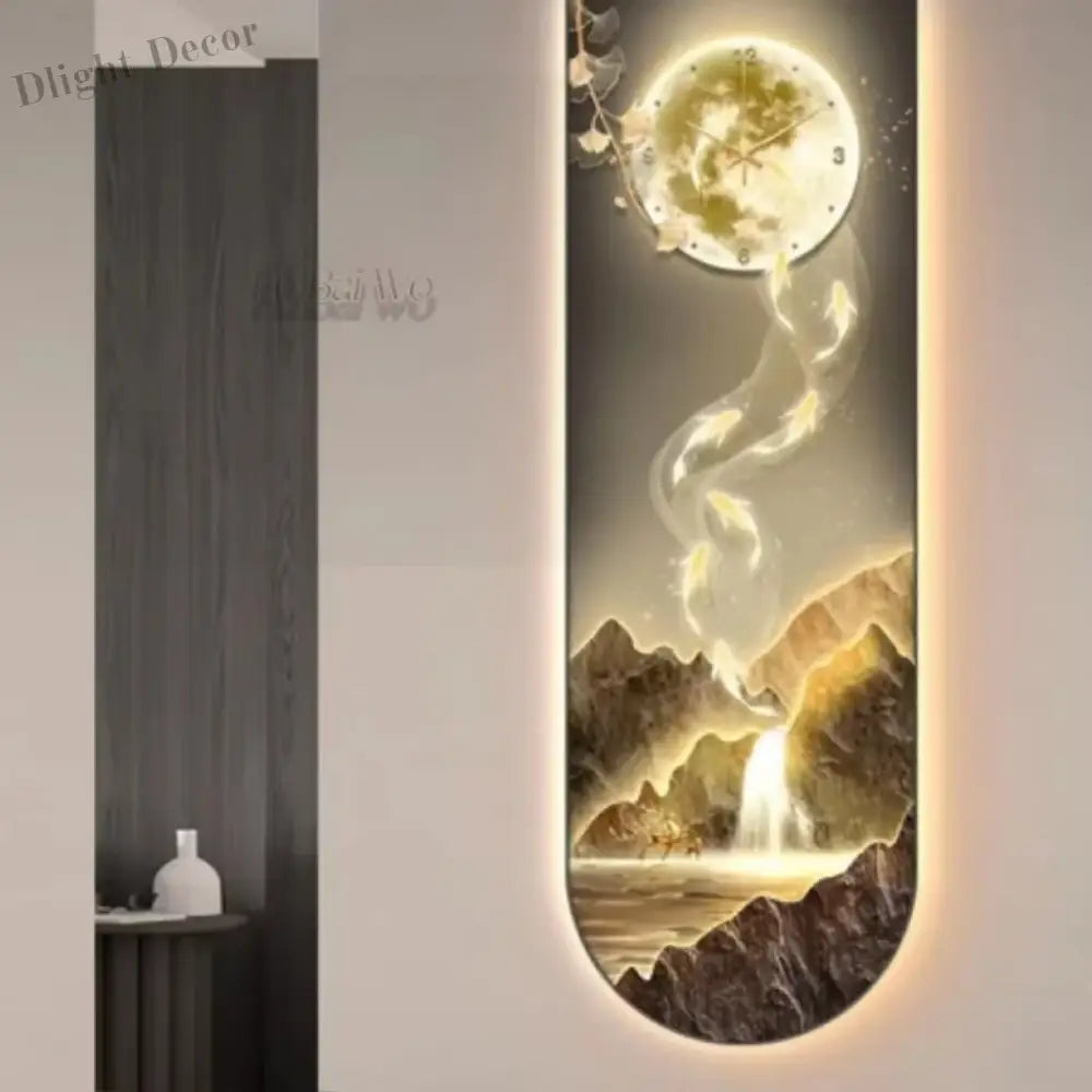 Dlight Decor Luminous Wall Clock with Elegant Glow E / 34x100cm Wall Art