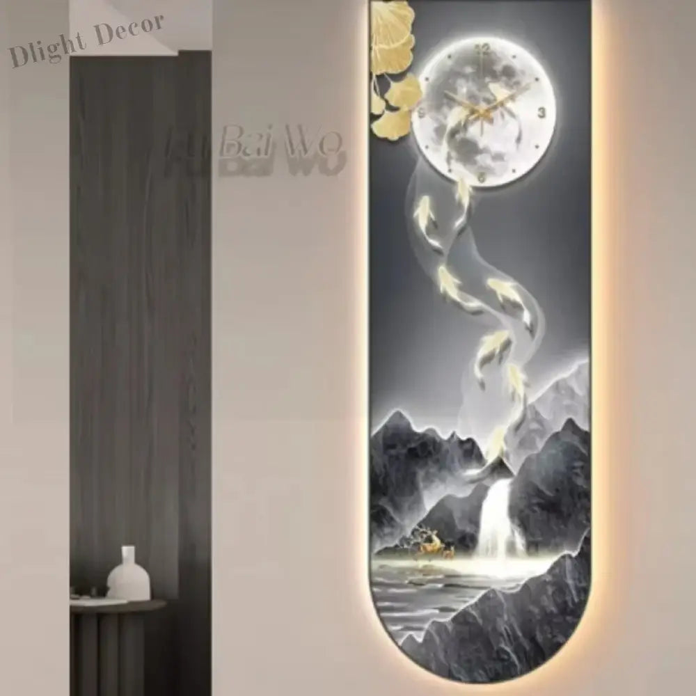Dlight Decor Luminous Wall Clock with Elegant Glow F / 34x100cm Wall Art