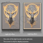 Dlight Decor Reindeer Wall Glow for Luxe Entry Spaces C / 120X60CM / Dimmable warm light|Gold border Wall Art