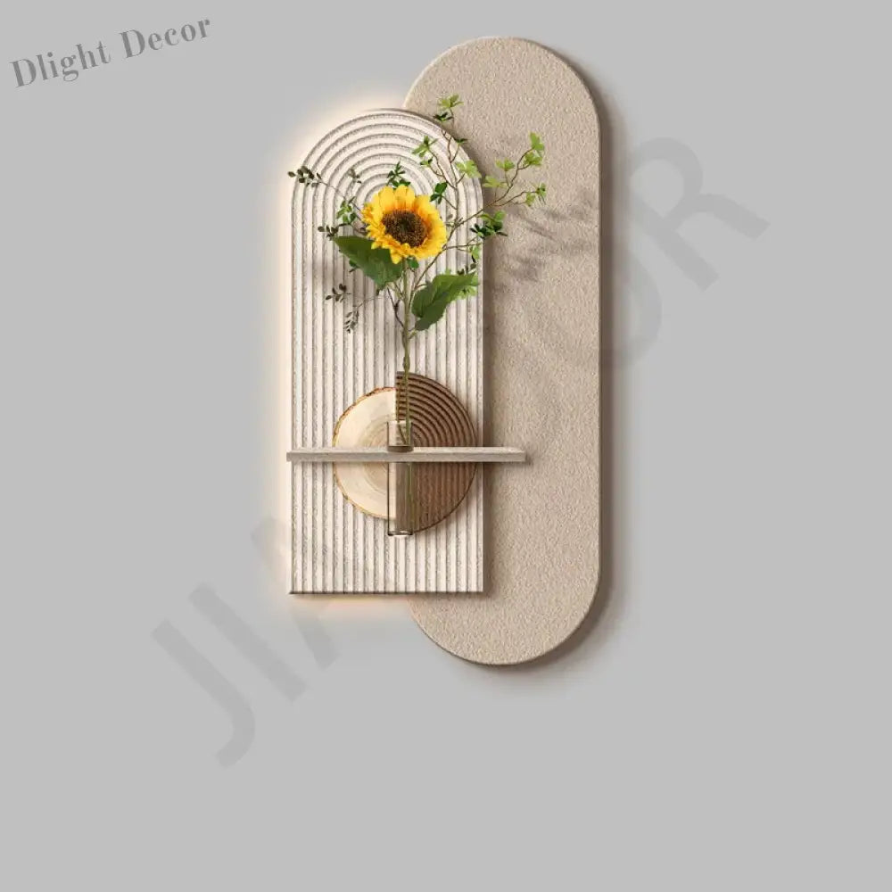 Dlight Decor Vase Plant Wall Lamp for Entry Spaces C / H80CM-W40CM / Remote dimming|UK Plug Wall Art