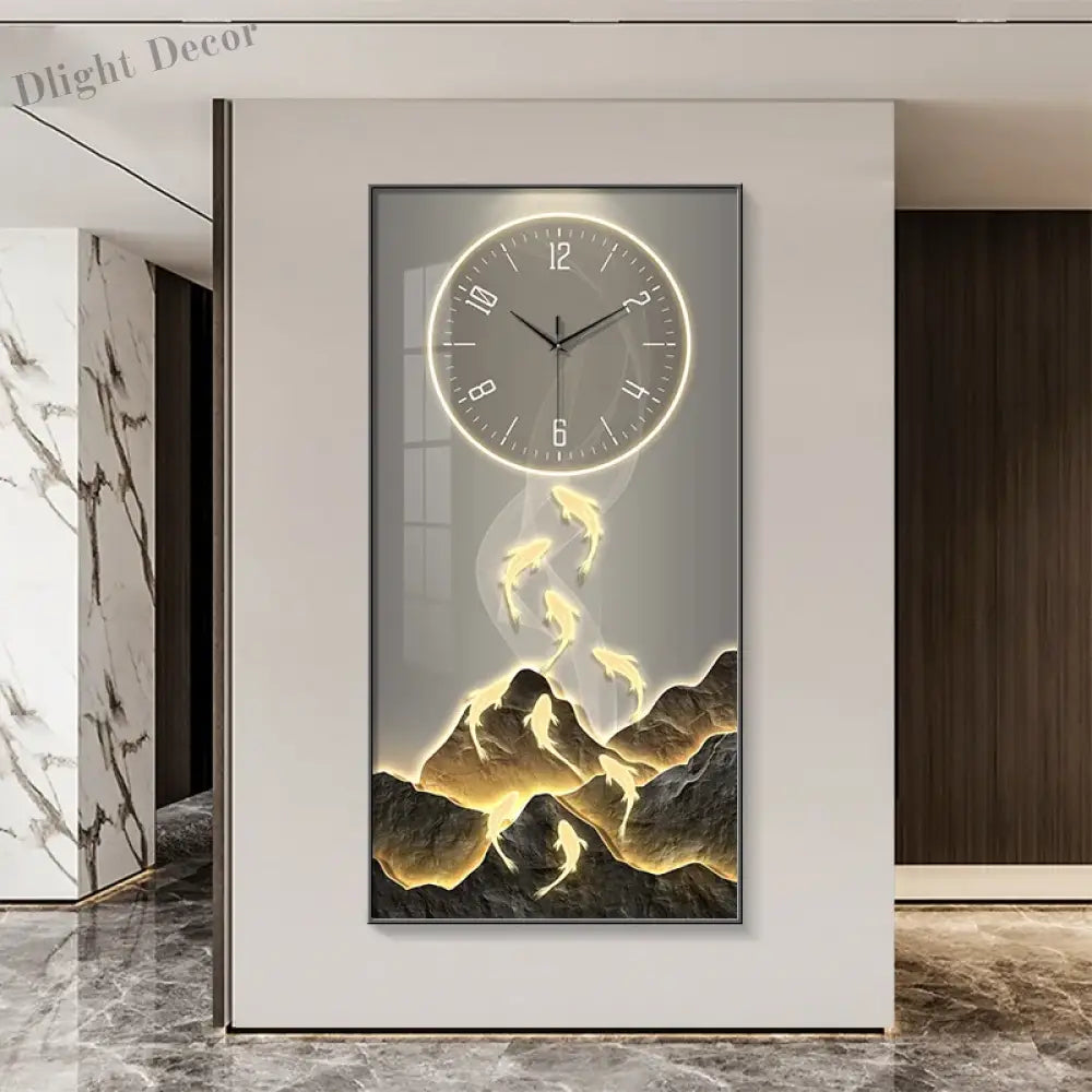 Dlight Decor Wall Clock Lamp with Crystal Glow Wall Art