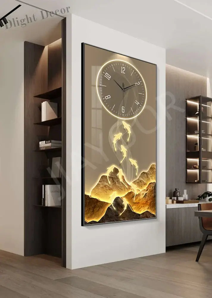 Dlight Decor Wall Clock Lamp with Crystal Glow Wall Art