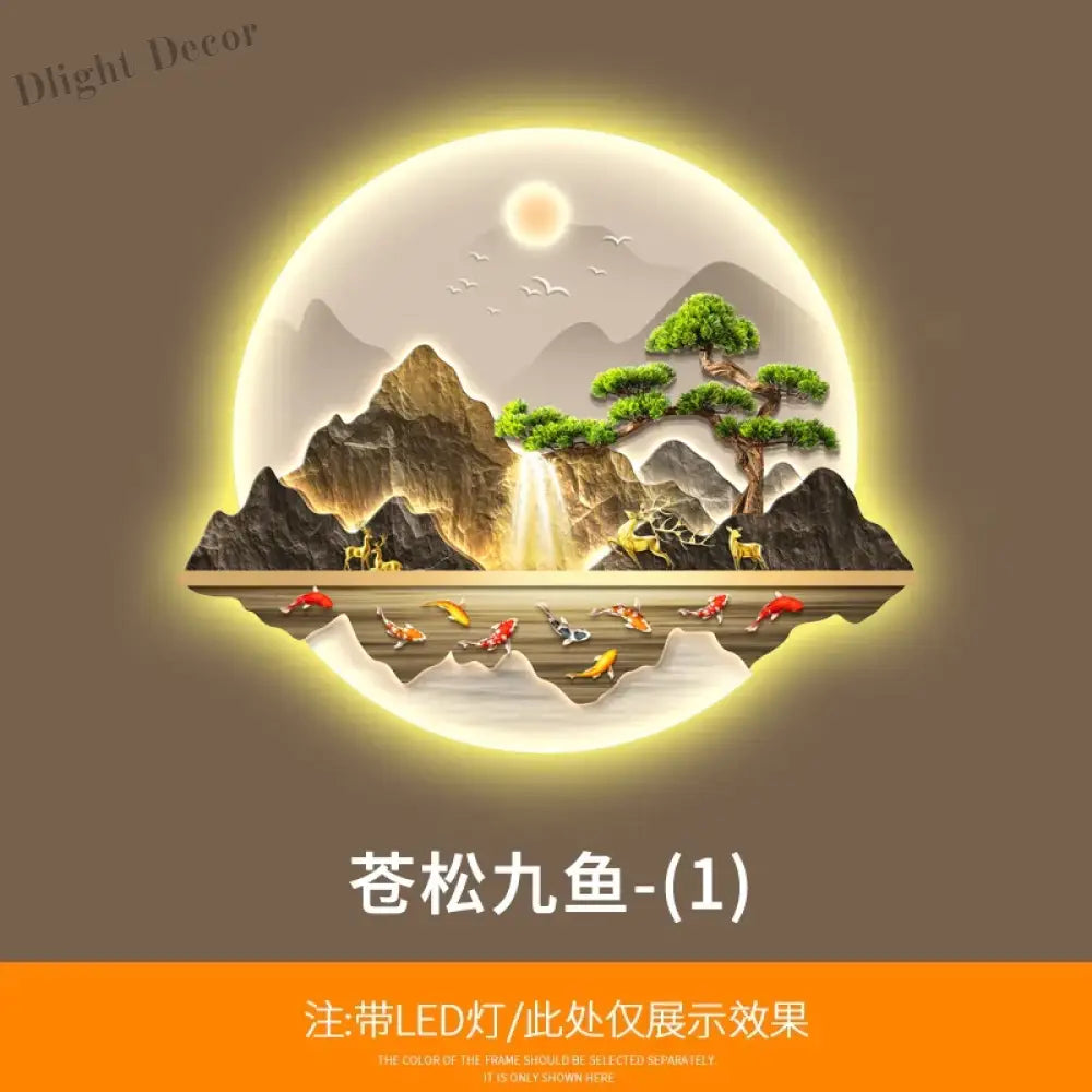 Dlight Decor Wealth Landscape Wall Lamp Mural A / 84X70 / Warm light Wall Art