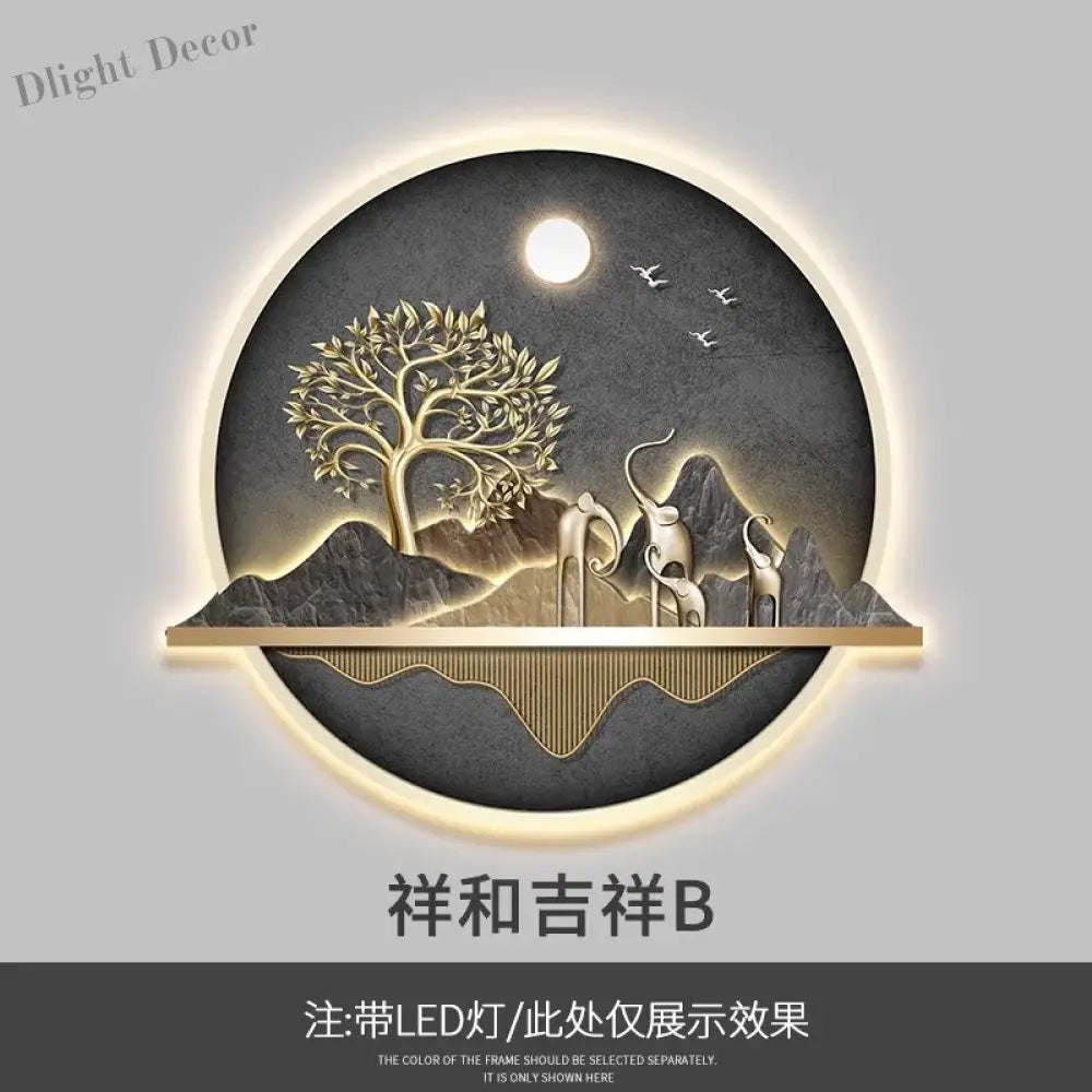 Dlight Decor Wealth Landscape Wall Lamp Mural L / 84X70 / Warm light Wall Art