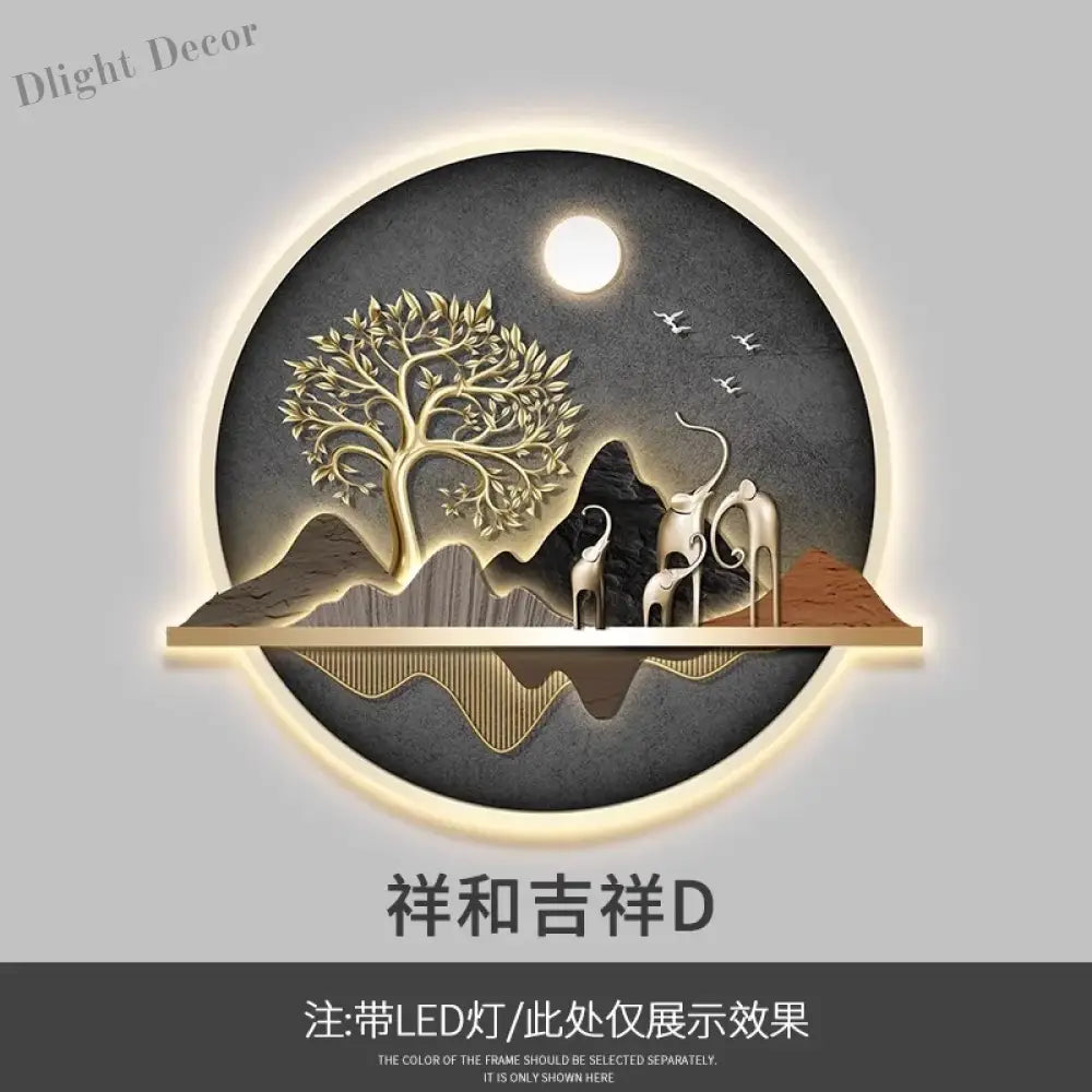 Dlight Decor Wealth Landscape Wall Lamp Mural N / 108X90 / Warm light Wall Art