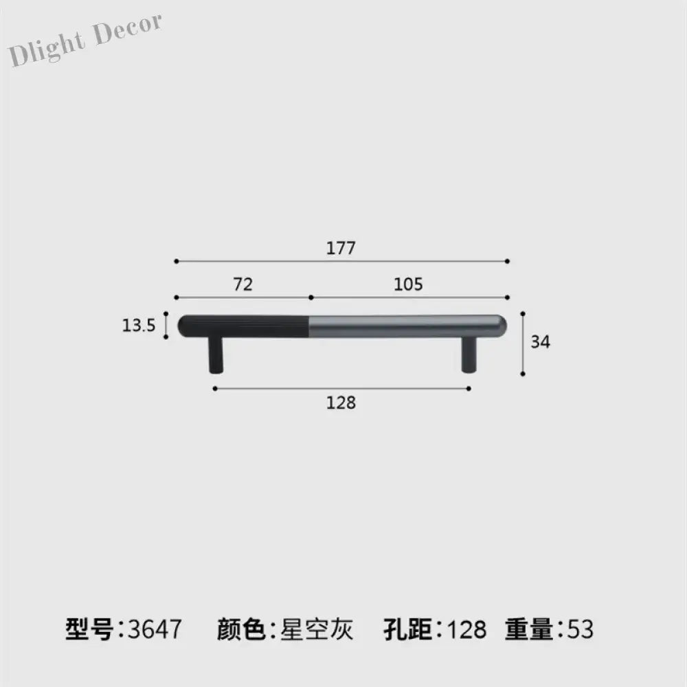 Dual tone Long Kitchen Cabinet Handles – Multicolor Wardrobe and Drawer Knobs Black gray 128mm Handles