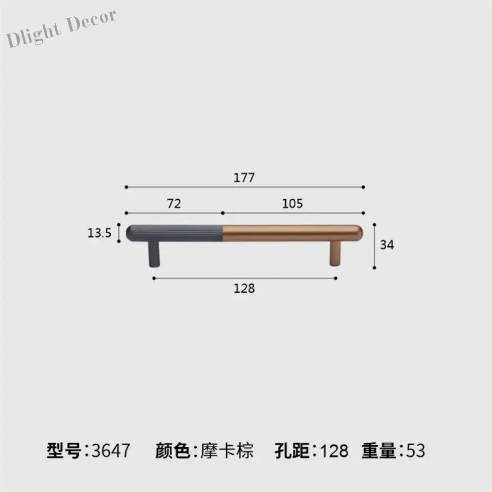 Dual tone Long Kitchen Cabinet Handles – Multicolor Wardrobe and Drawer Knobs Gray brown 128mm Handles