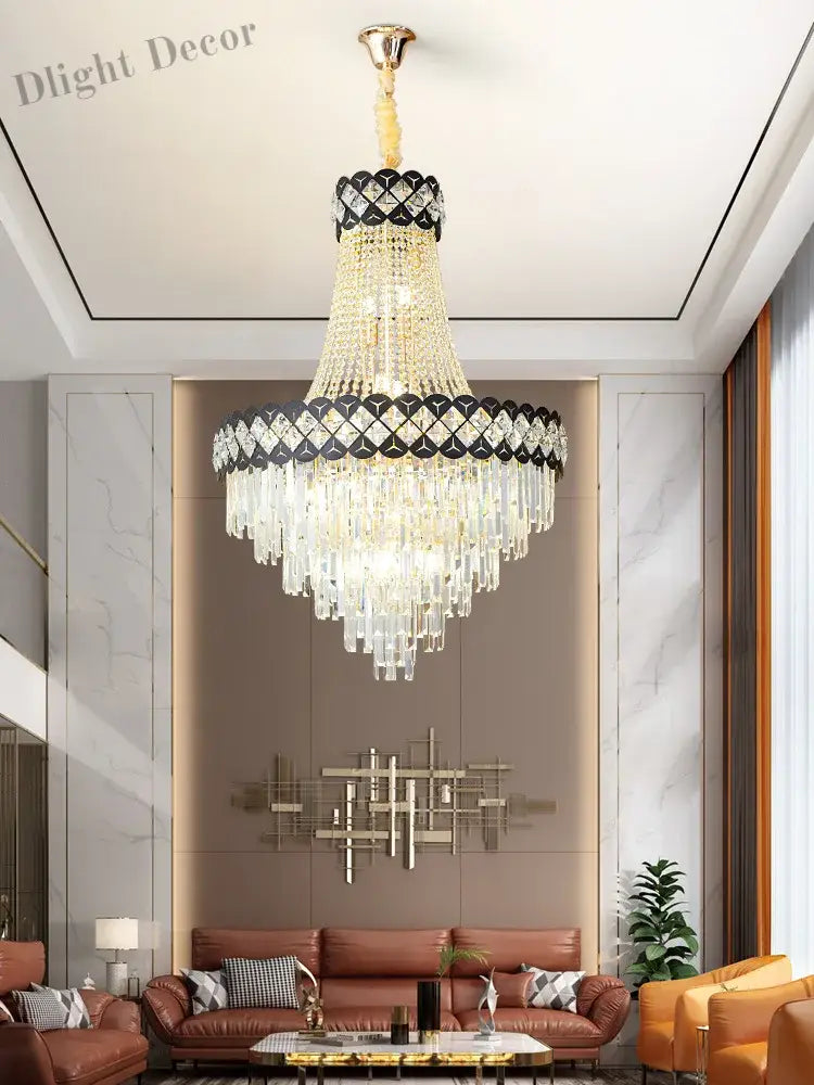 Duplex Building Crystal Chandelier - Post - Modern Light Luxury Elegance For Spiral Staircases