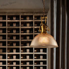 Edison’s Industrial Embrace: Brass Bowl Pendant Lamp With Ribbed Glass