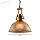 Edison’s Industrial Embrace: Brass Bowl Pendant Lamp With Ribbed Glass