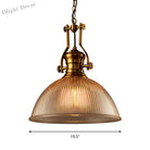 Edison’s Industrial Embrace: Brass Bowl Pendant Lamp With Ribbed Glass