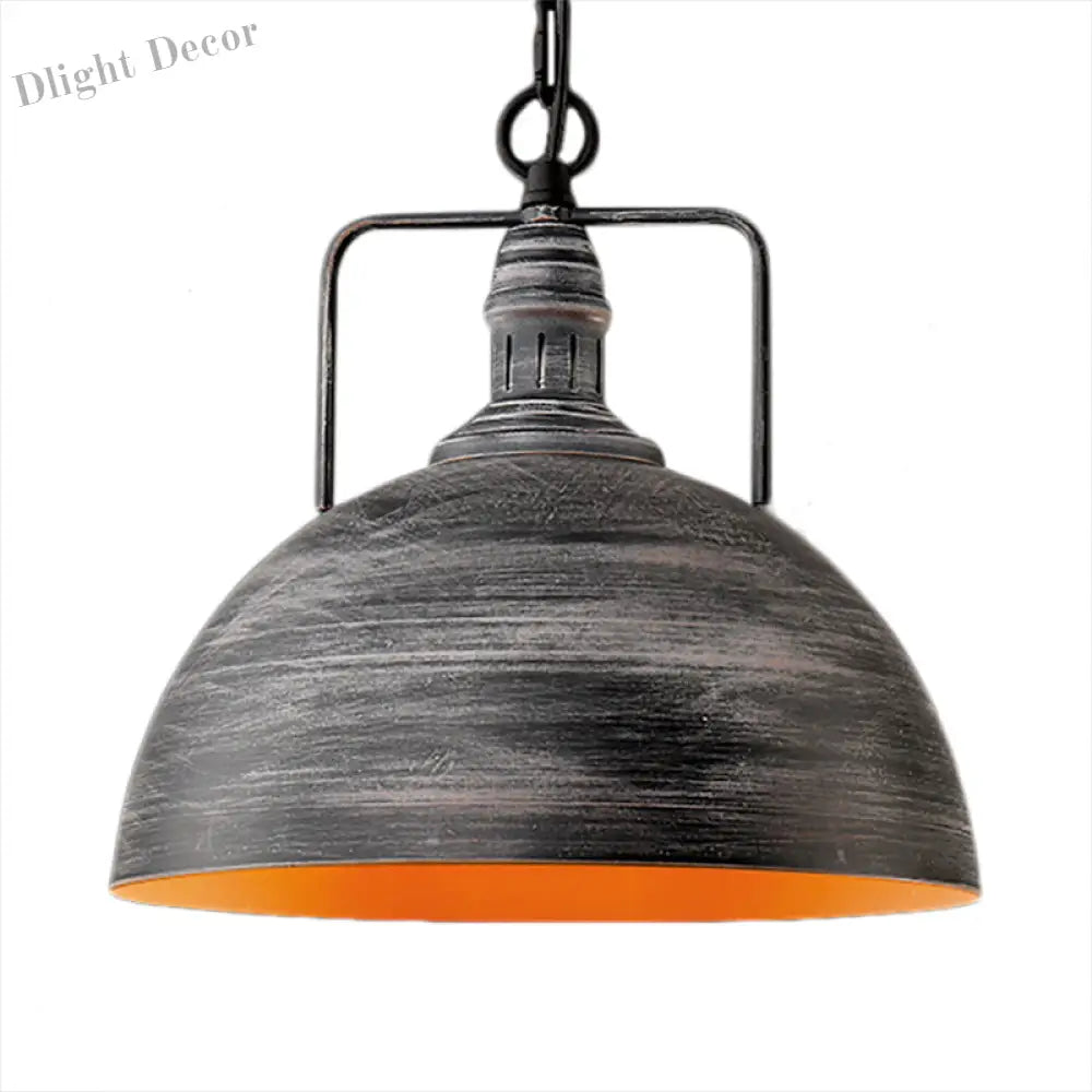 Elara - Adjustable Industrial Pendant Light With Aged Silver Dome (1 - Light)